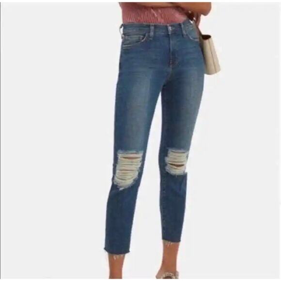 L'AGENCE El Matador Jeans Rustic Blue High Rise Distressed Cropped Denim Size 26 - Picture 1 of 12